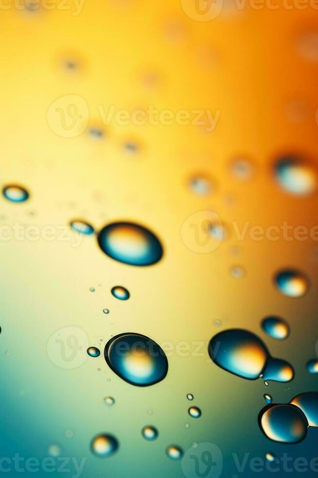 Abstract oil droplets on water surface background with empty space for text photo