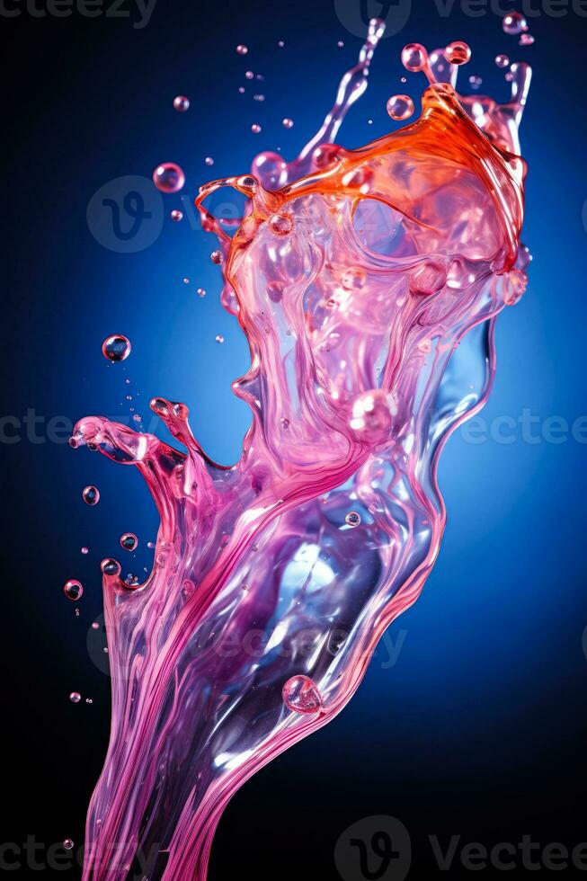 Soap bubble burst with liquid splash captured isolated on a gradient background photo