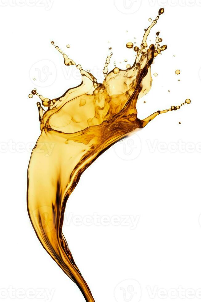 Abstract oil and water splash captured on high speed isolated on a white background photo