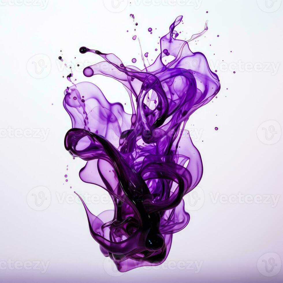 Ink splash dispersing in water creating abstract shapes isolated on a gradient background photo