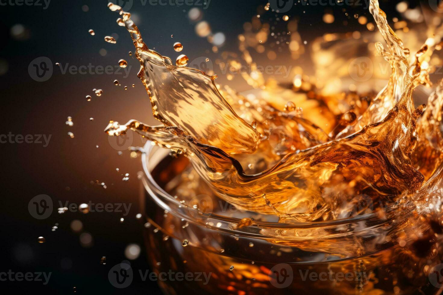 Tea splash and steeping process capture background with empty space for text photo