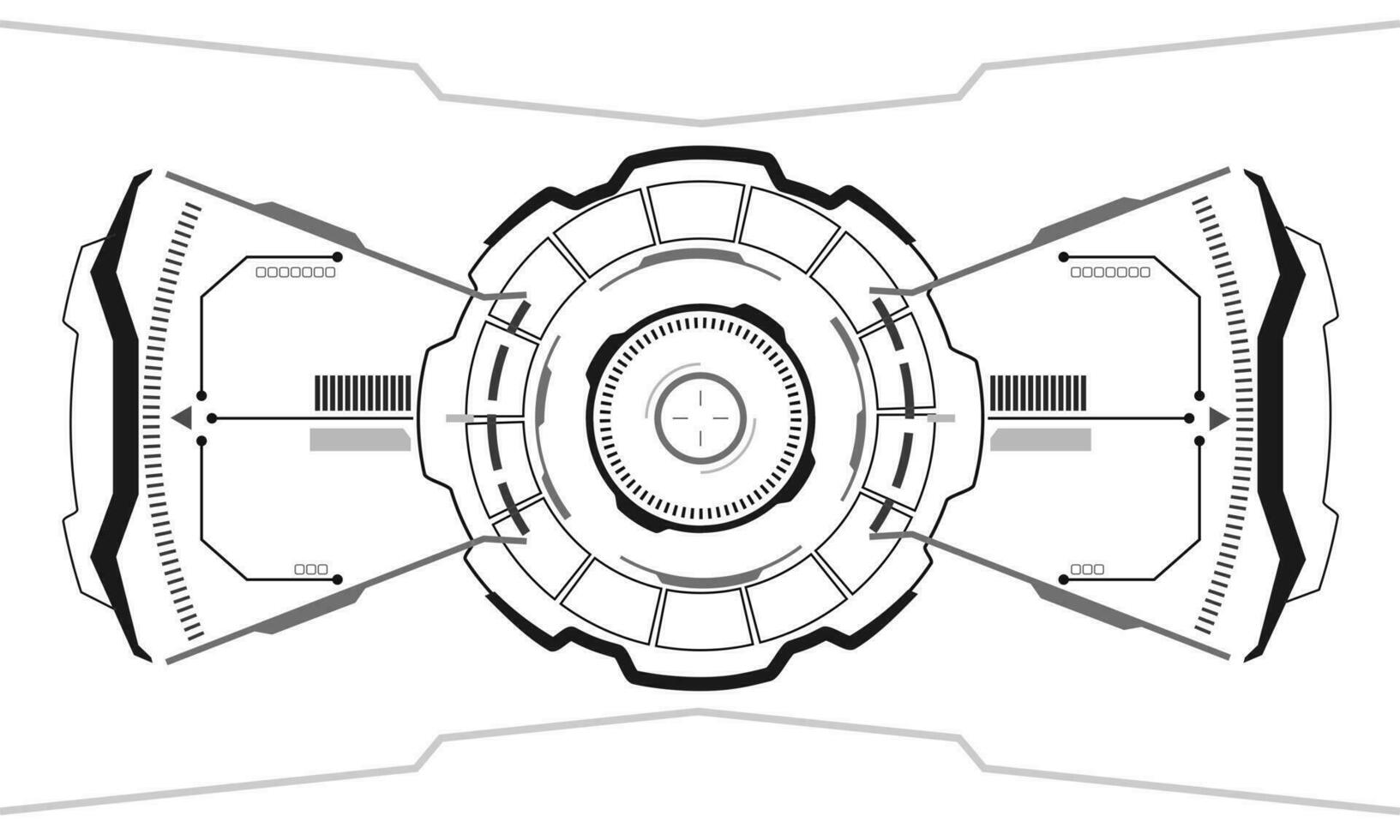 HUD sci-fi interface screen view grey geometric on white design virtual reality futuristic technology creative display vector