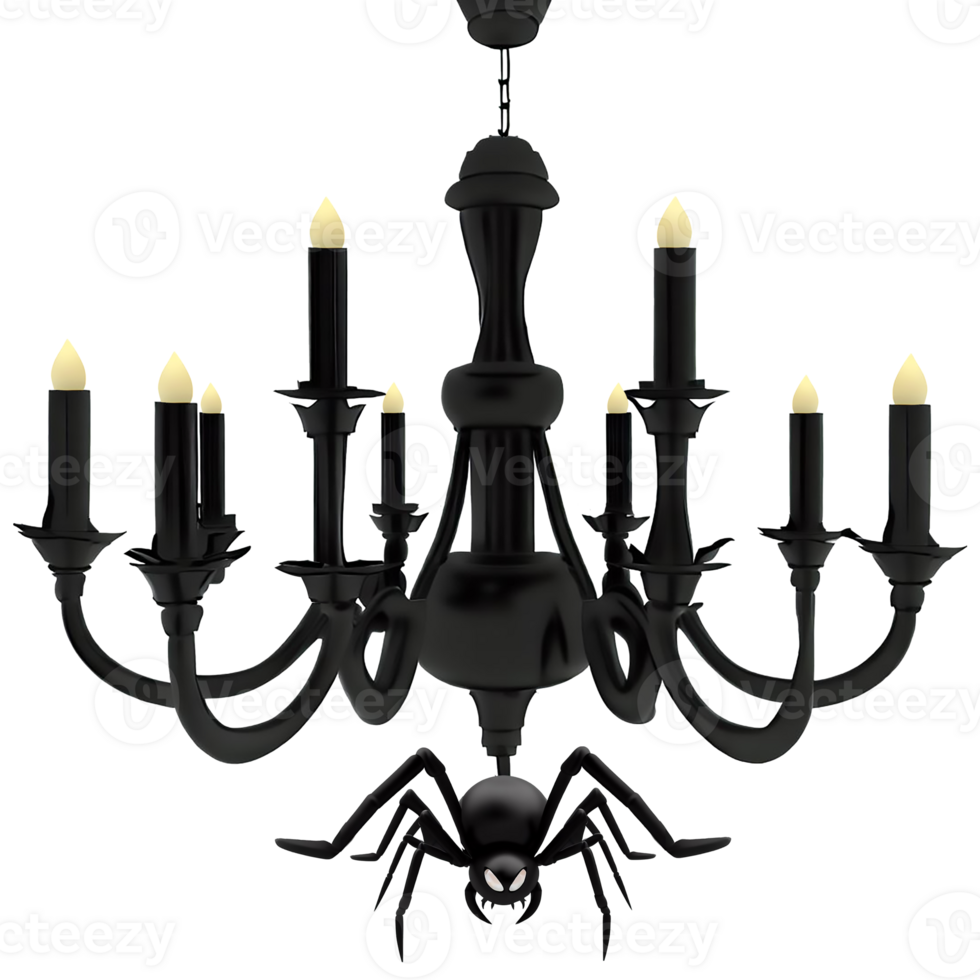 Halloween chandelier with spiders decorated AI generative png