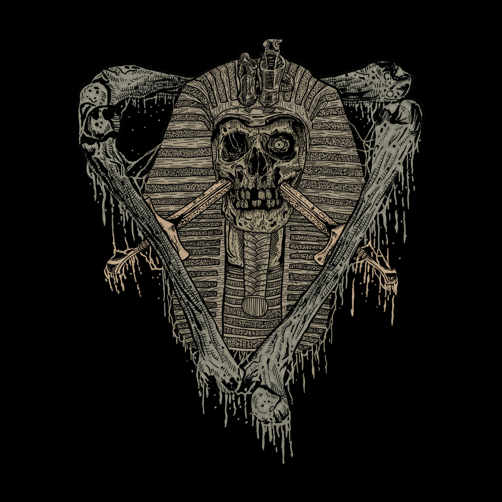 ink skull mummy death metal illustration. illustration for t-shirts, dark  art, horror art 29104245 Vector Art at Vecteezy