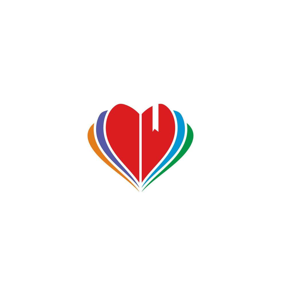 corazón y libro logo o icono diseño vector