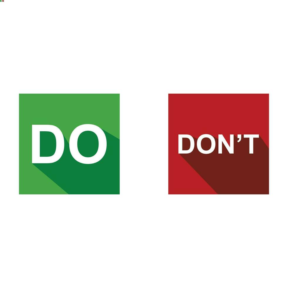 Do and Don't vector illustration button choice. Suitable for elements of advice info graphic information or tips. Check mark and cross mark icon.