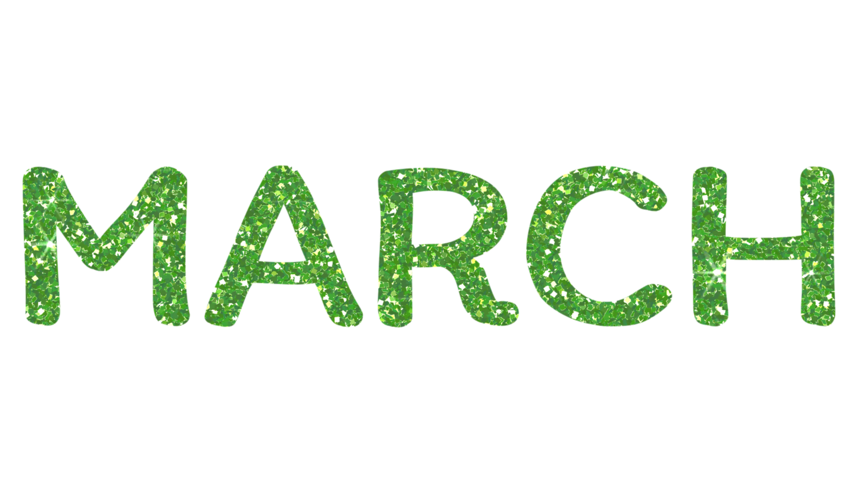 Green glitter MARCH Letters Icon. March sign. Design for decorating, background, wallpaper, illustration. png