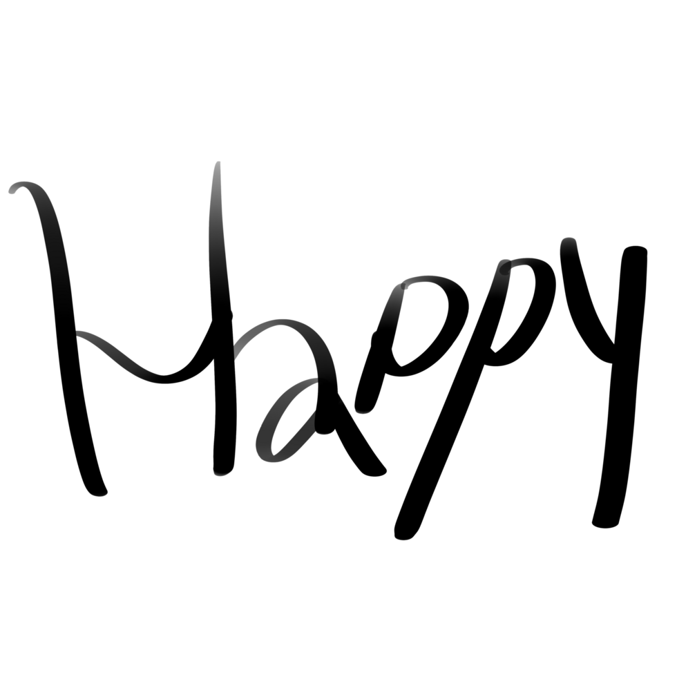 Handwritten calligraphy for Happy word and draw text lettering design illustration. png