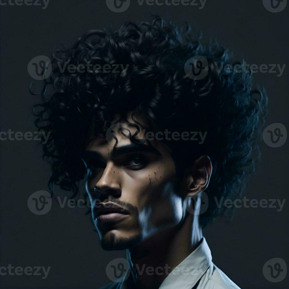 Illustration of a handsome European man. Young man caricature. Character design for different design projects. Image generated by artificial intelligence. Generative AI. photo