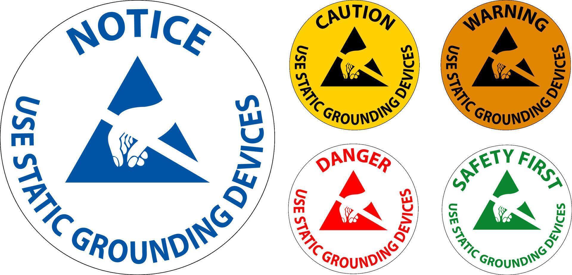 Caution Sign Use Static Grounding Devices vector