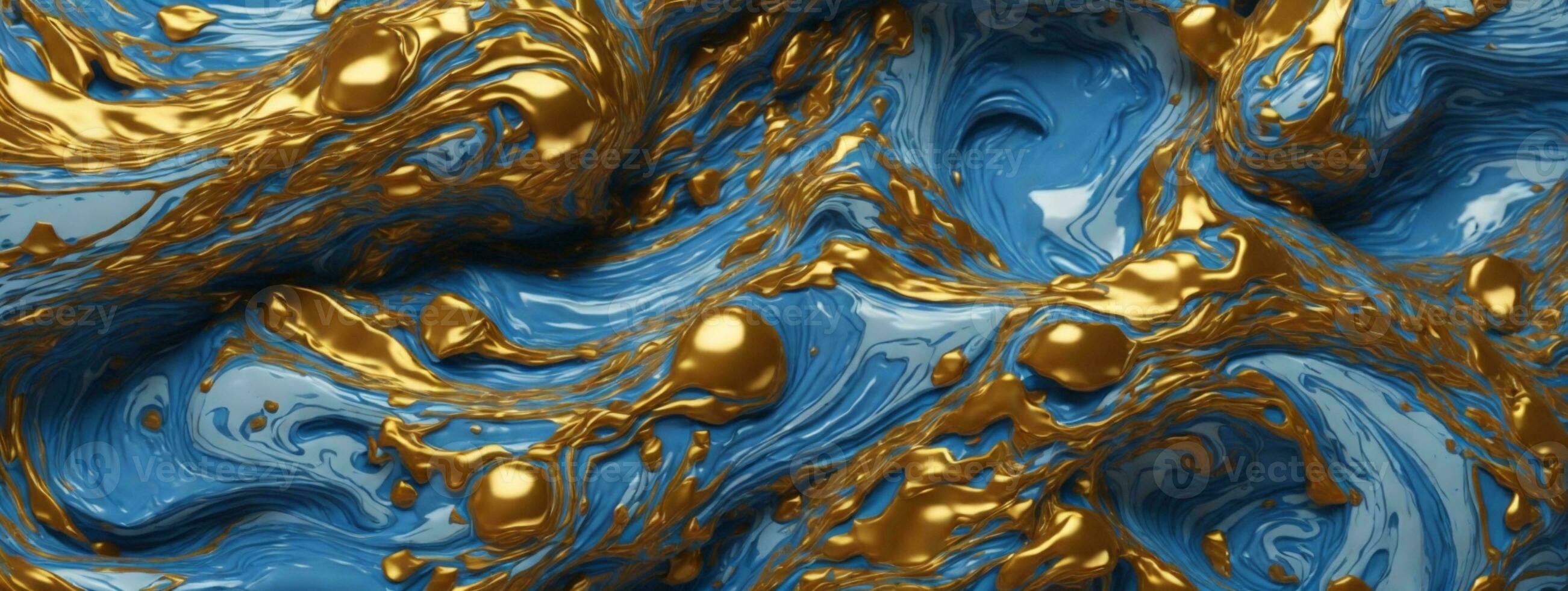 Abstract marbleized effect background. Blue creative colors. Beautiful paint with the addition of gold. AI generated photo