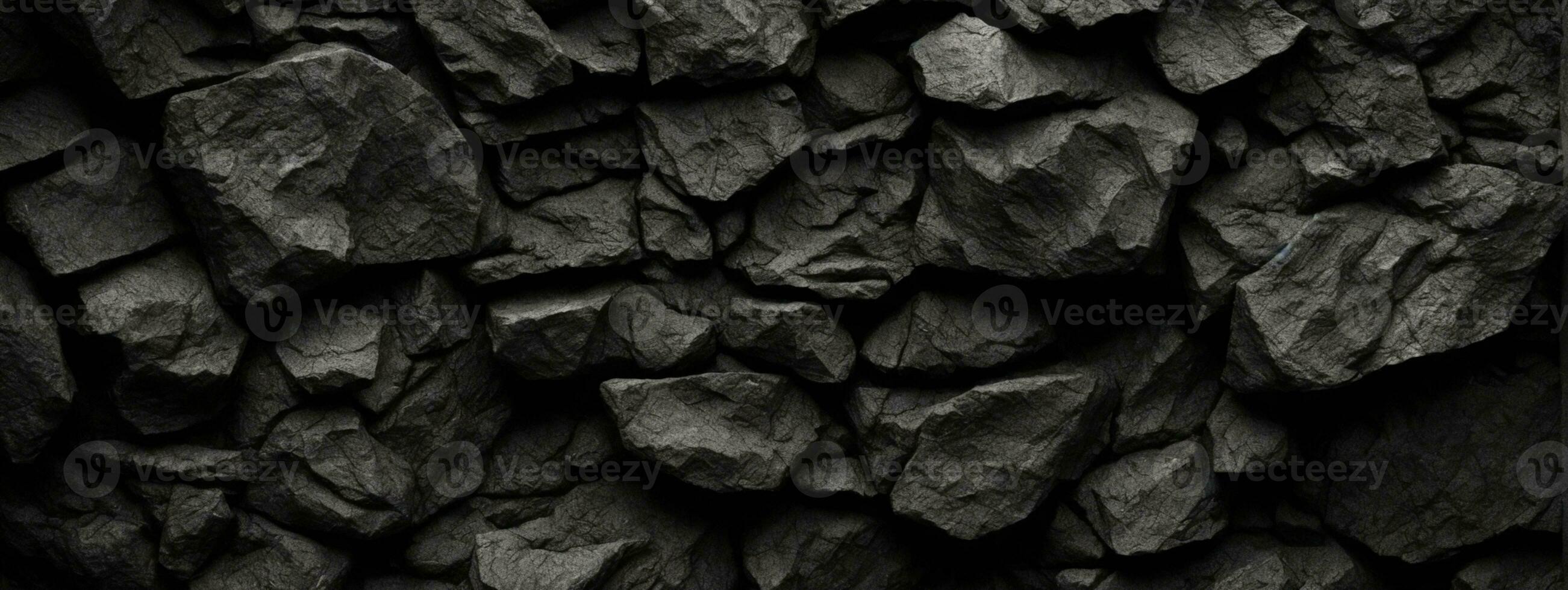 Black or dark gray rough grainy stone texture background. AI generated photo