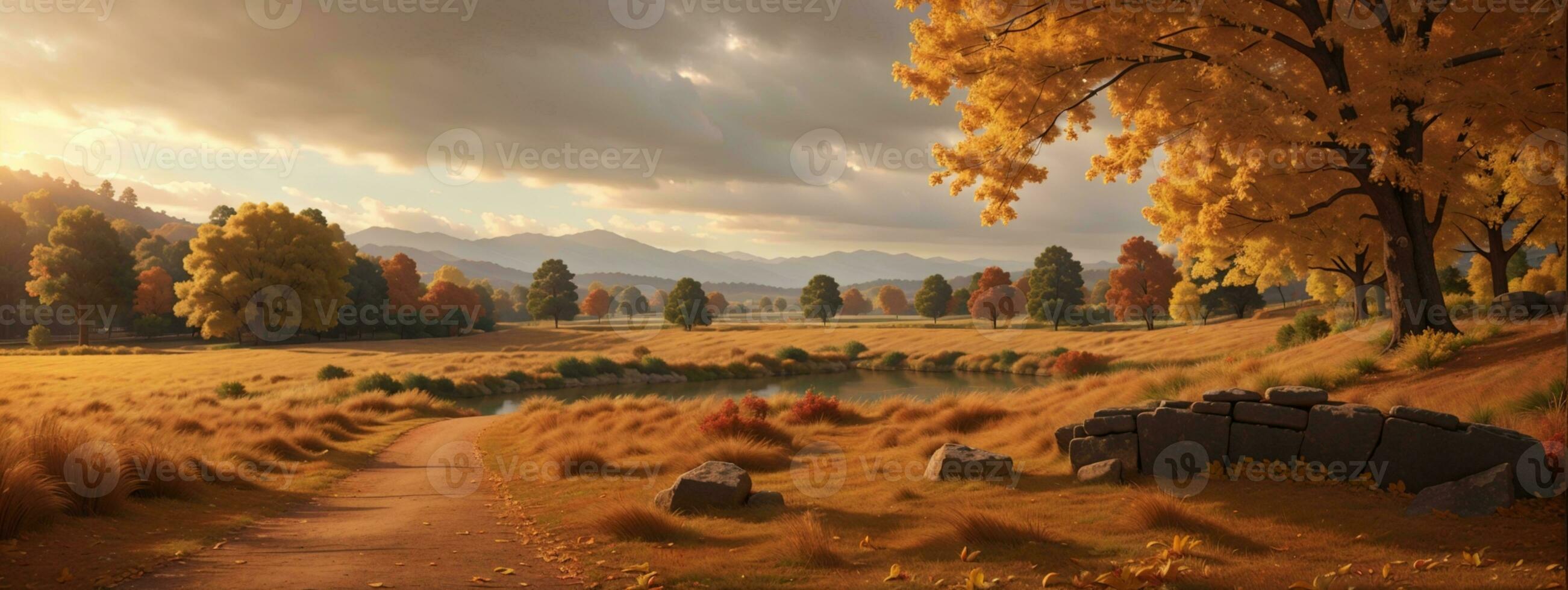 autumn scene. AI generated photo