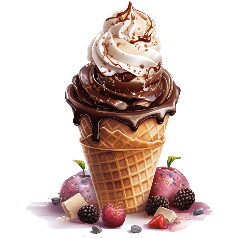 Ice cream with topping on a transparent background AI Generative png