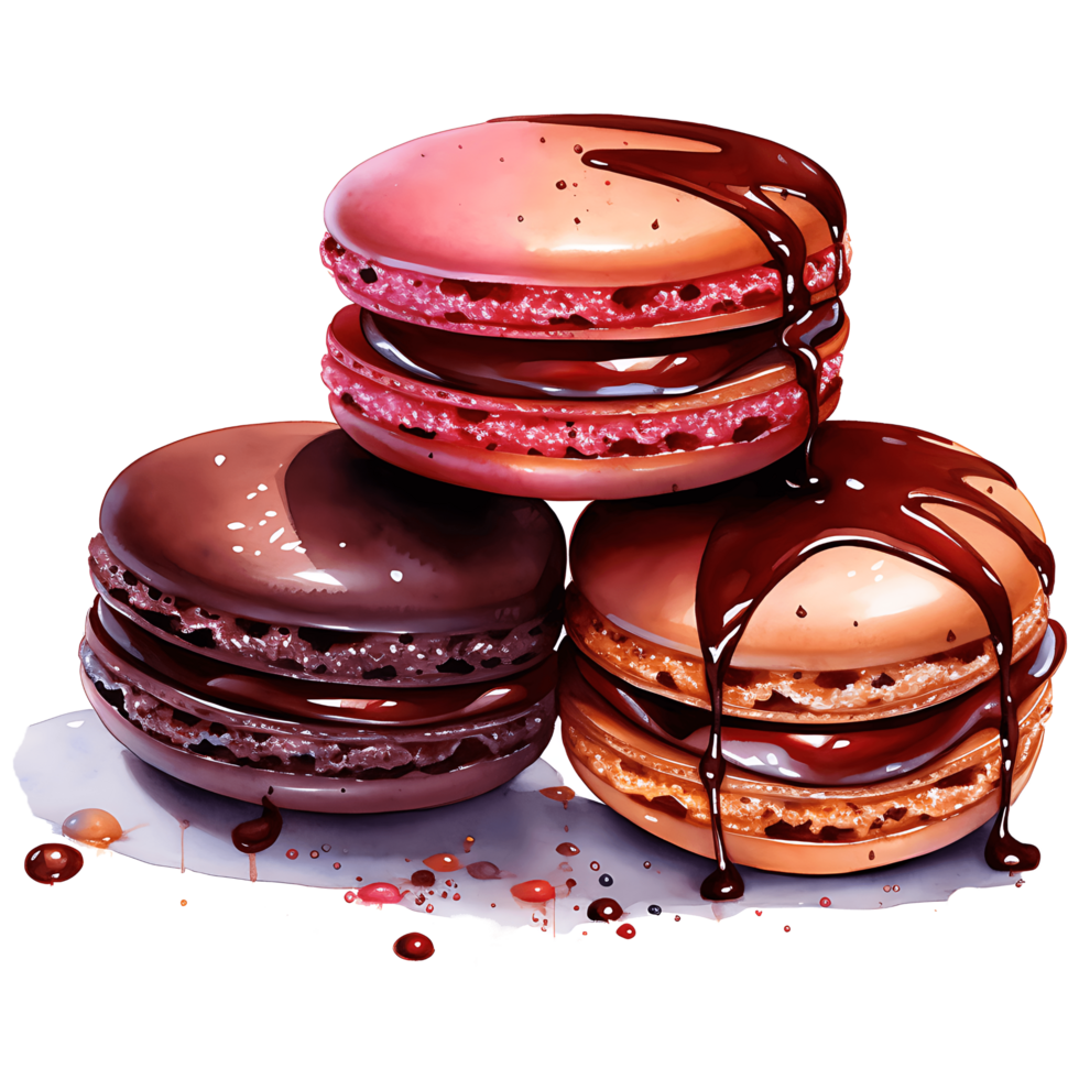 Chocolate macaroons on a transparent background AI Generative png