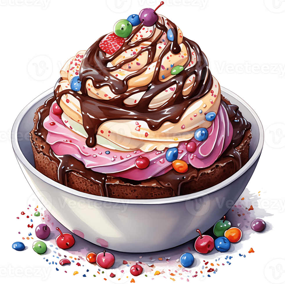 Ice cream with topping on a transparent background AI Generative png