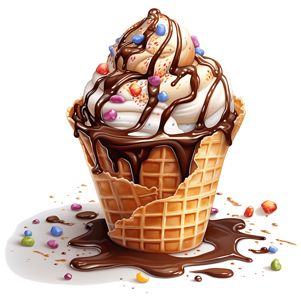 Ice cream with topping on a transparent background AI Generative png