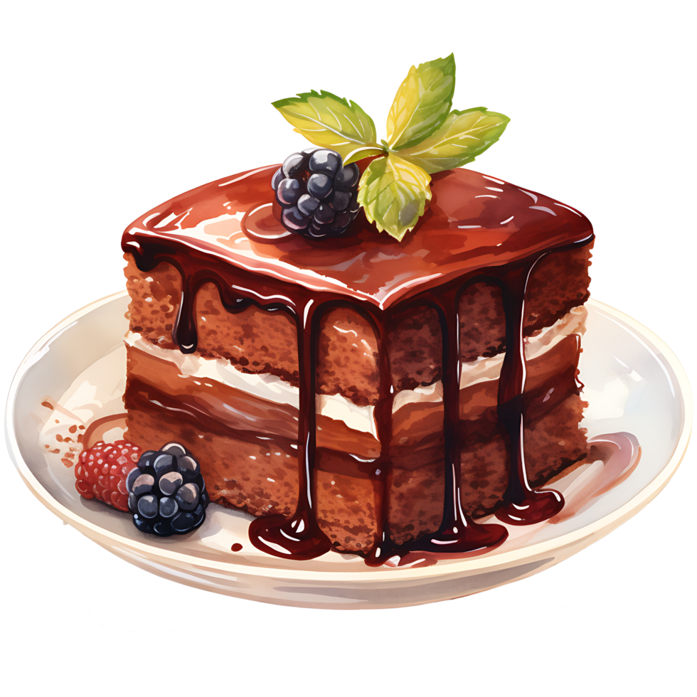 dark chocolate cake with  on a transparent background AI Generative png