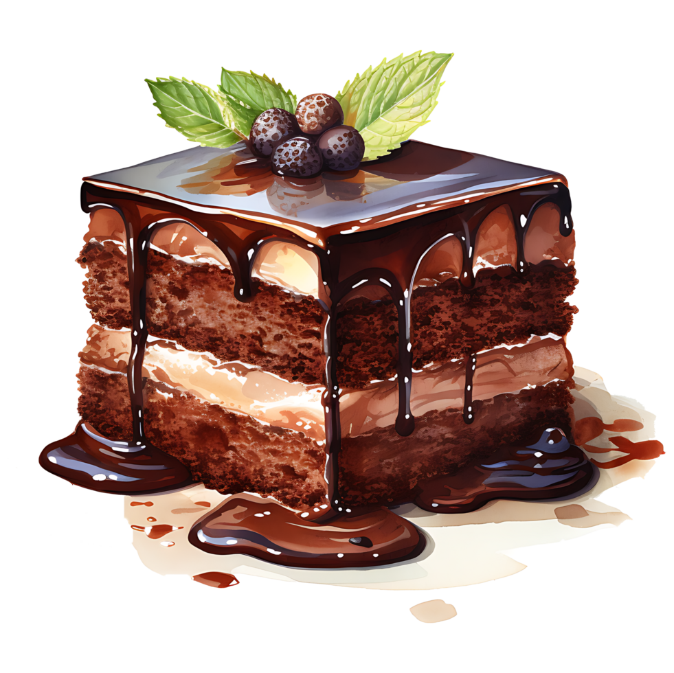 foncé Chocolat gâteau avec sur une transparent Contexte ai génératif png