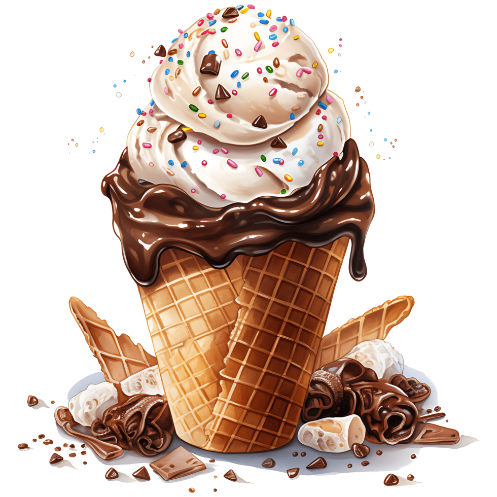 Ice cream with topping on a transparent background AI Generative png