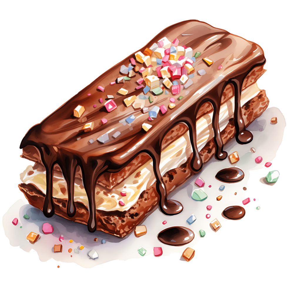 Chocolate bar with topping on a transparent background AI Generative png