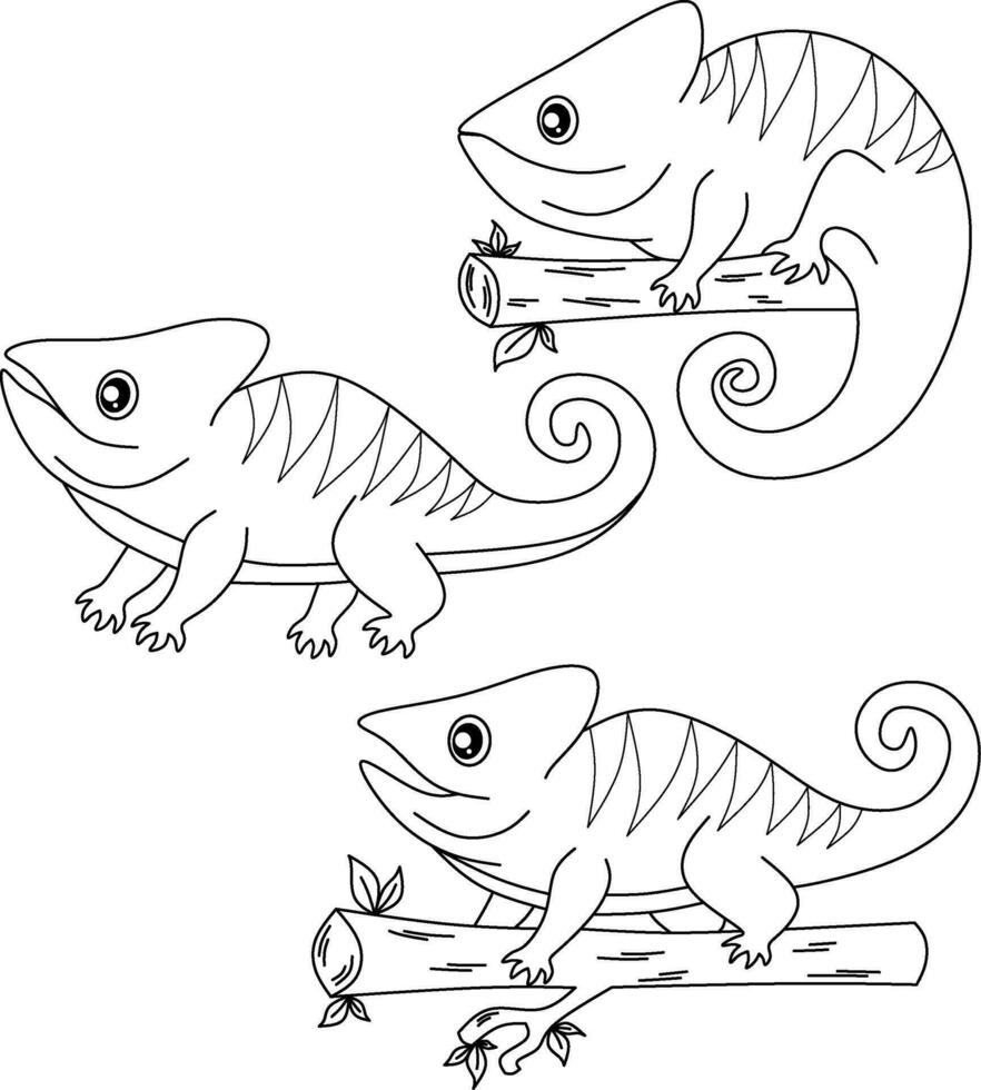 cameleon línea Arte vector para colorante libro página