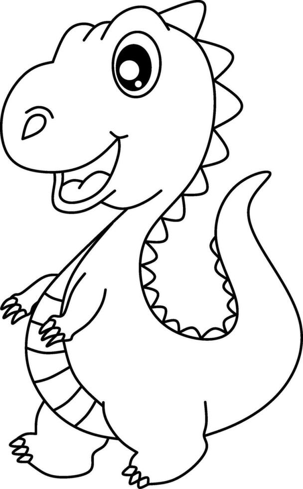 Dinosaur line art for coloring book page vector