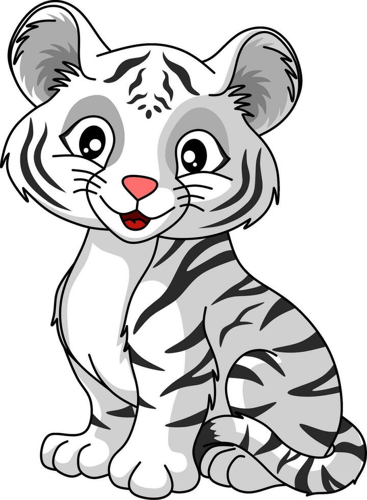 Cute white tiger vector illustration