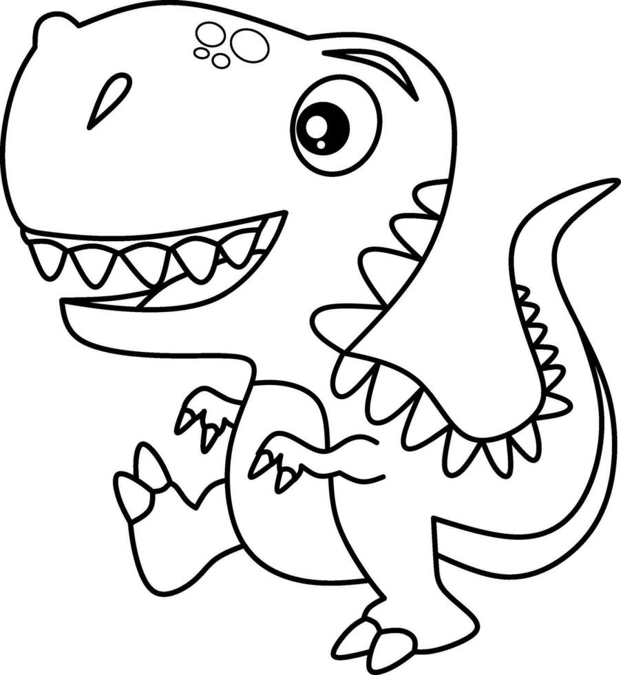 Little dino cartoon line art for coloring book page vector