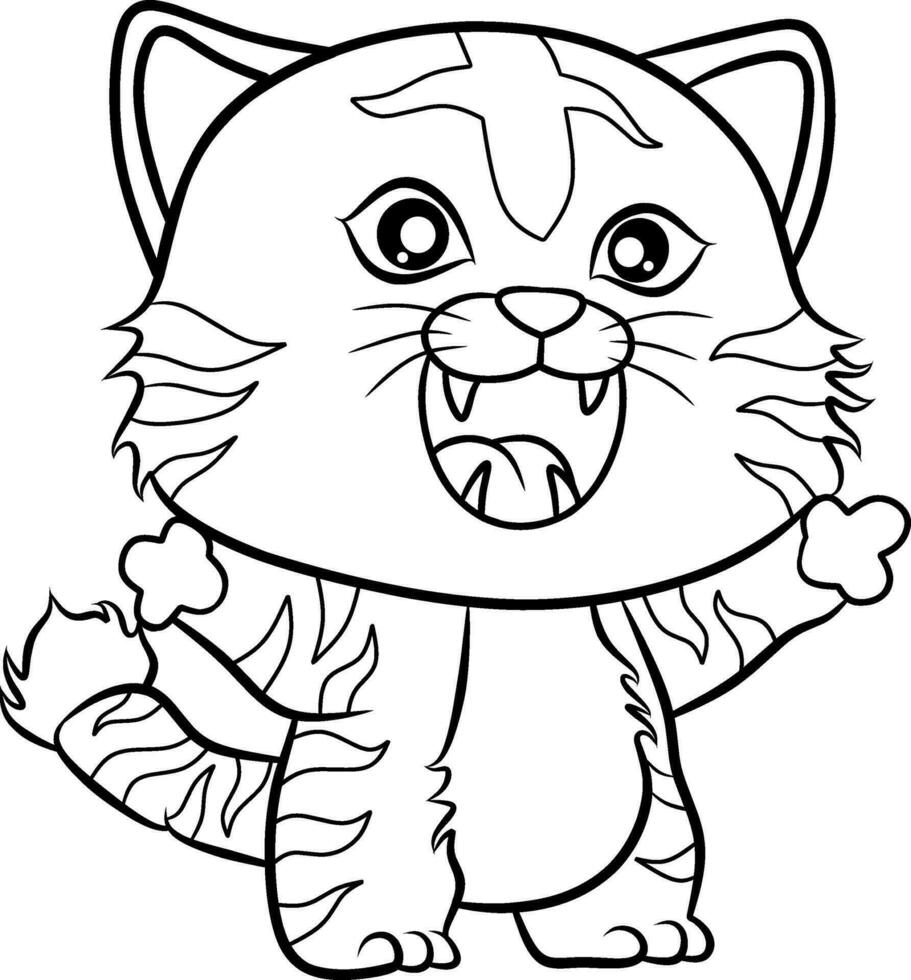 tiger line art vector for coloring book page