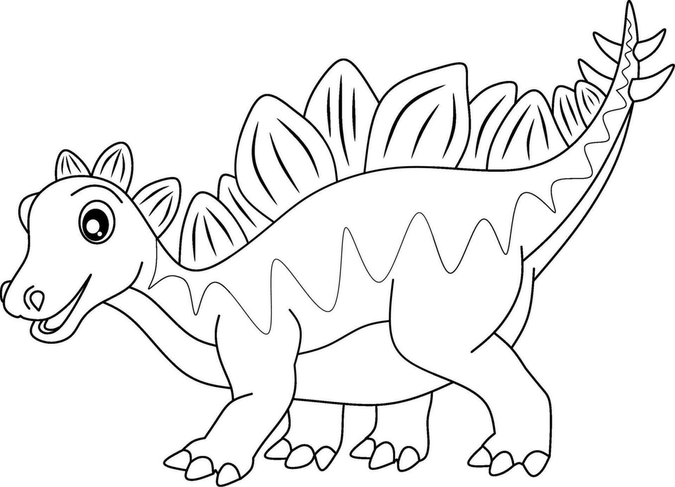 Dinosaur line art for coloring book page vector