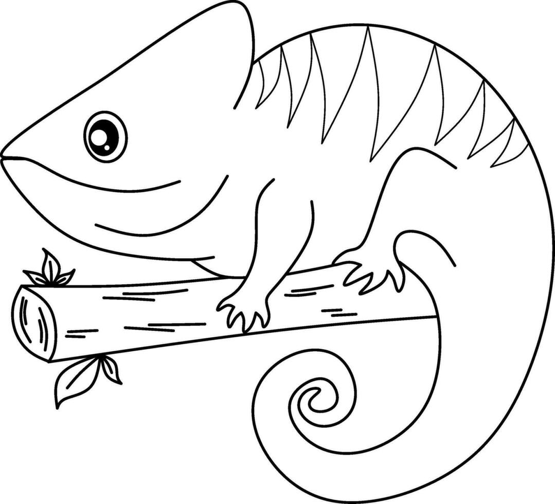 Cameleon line art vector for coloring book page