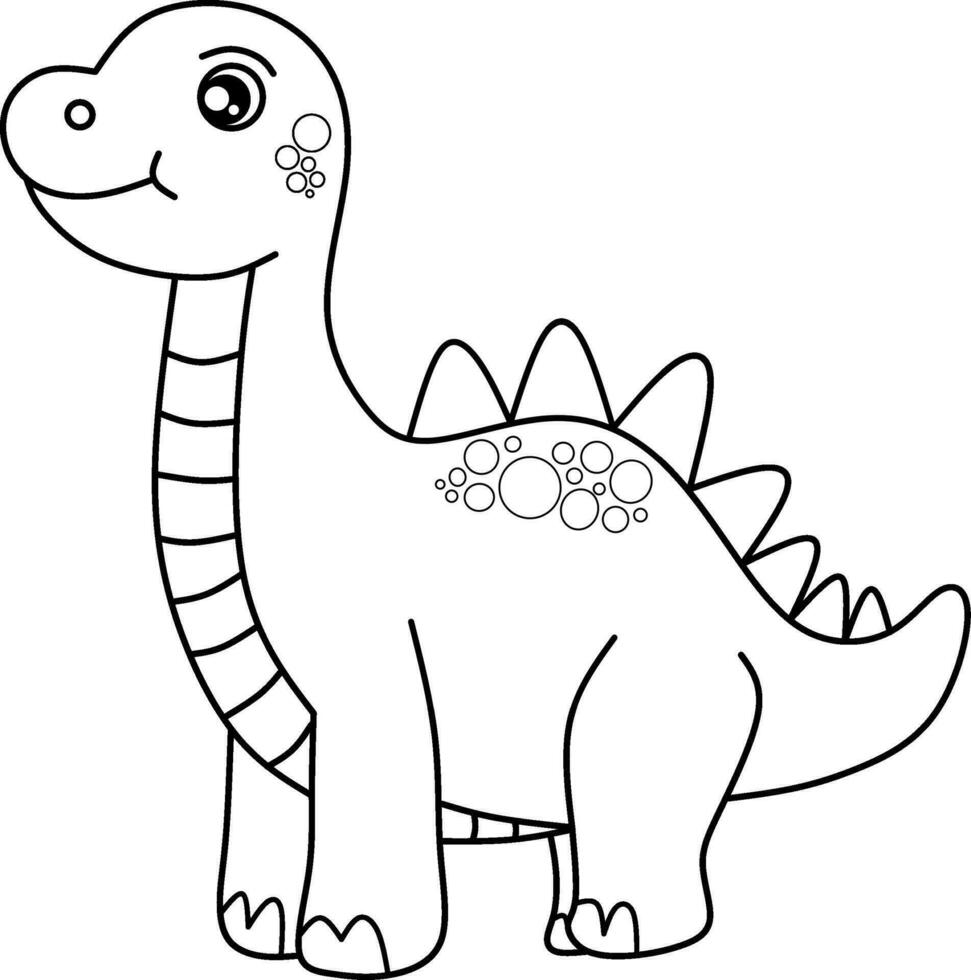Little dino cartoon line art for coloring book page vector