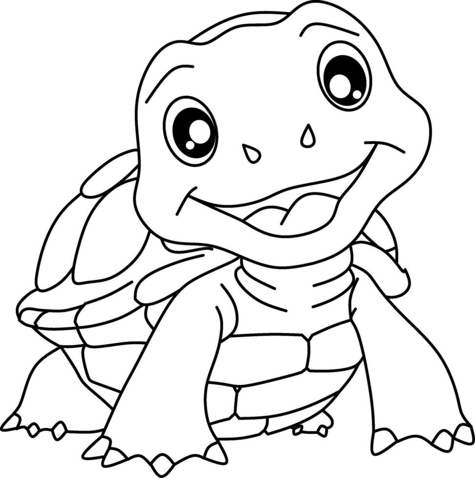 Turtle line art for coloring book page vector