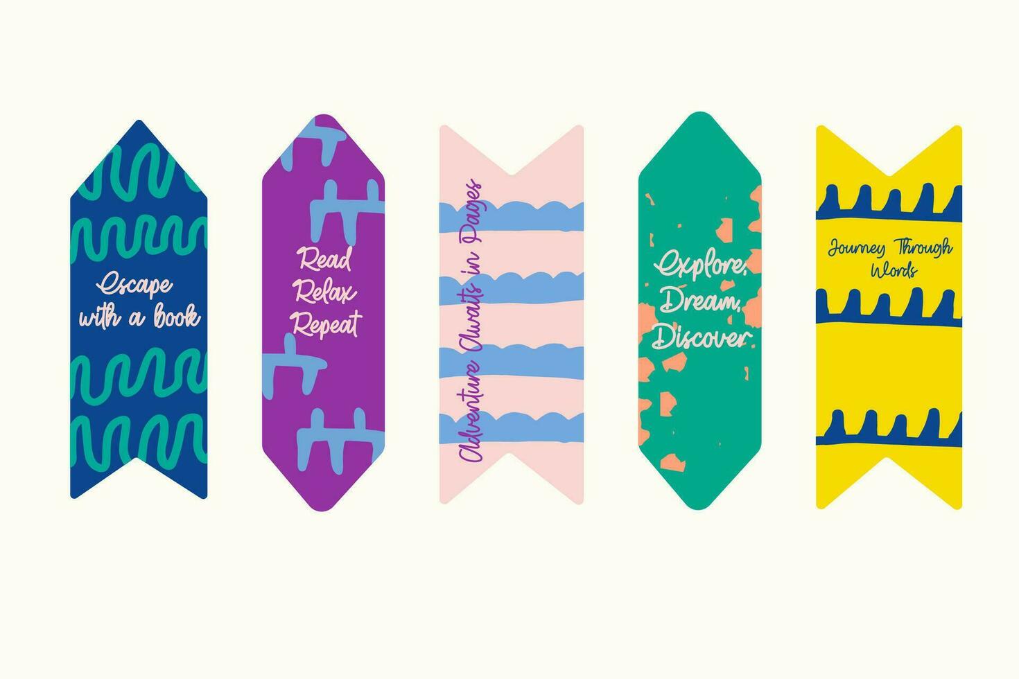 Hand drawn bookmarks, stickers with an inscription vector