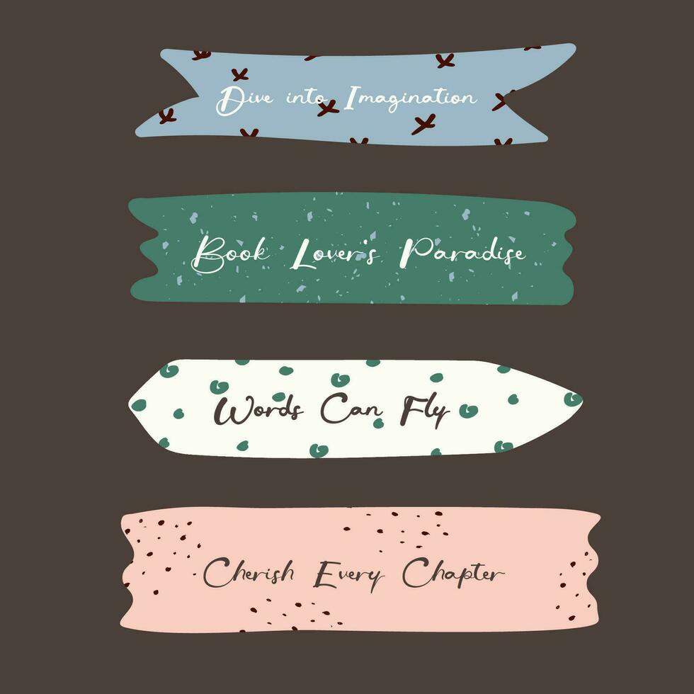 Hand drawn cute bookmarks, stickers, label with an inscription vector