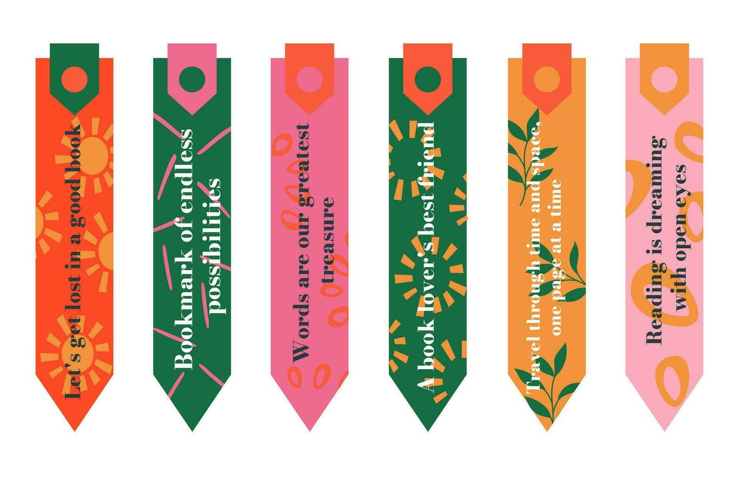 Template hand drawn cute bookmarks, stickers with an inscription vector