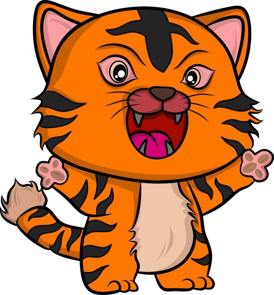 cute tiger cartoon character mascot vector