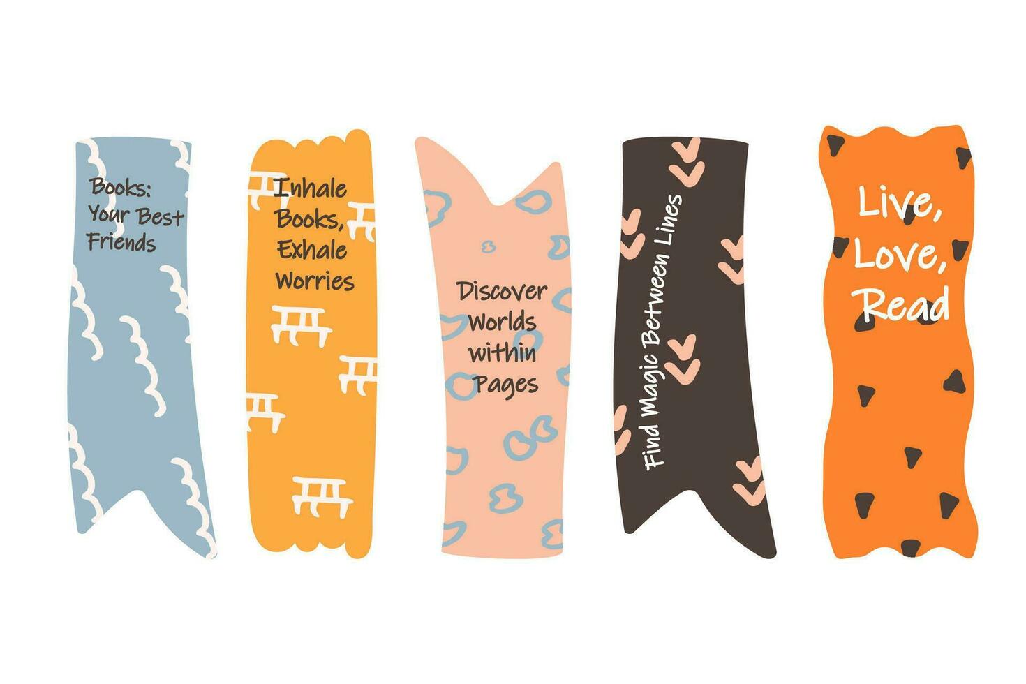 Hand drawn cute bookmarks, stickers template with an inscription vector