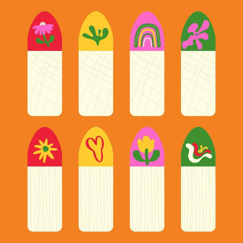 Template hand drawn stickers, bookmarks vector