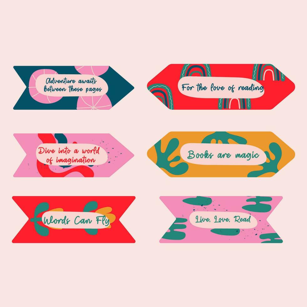 Template hand drawn cute bookmarks, stickers, label with an inscription vector