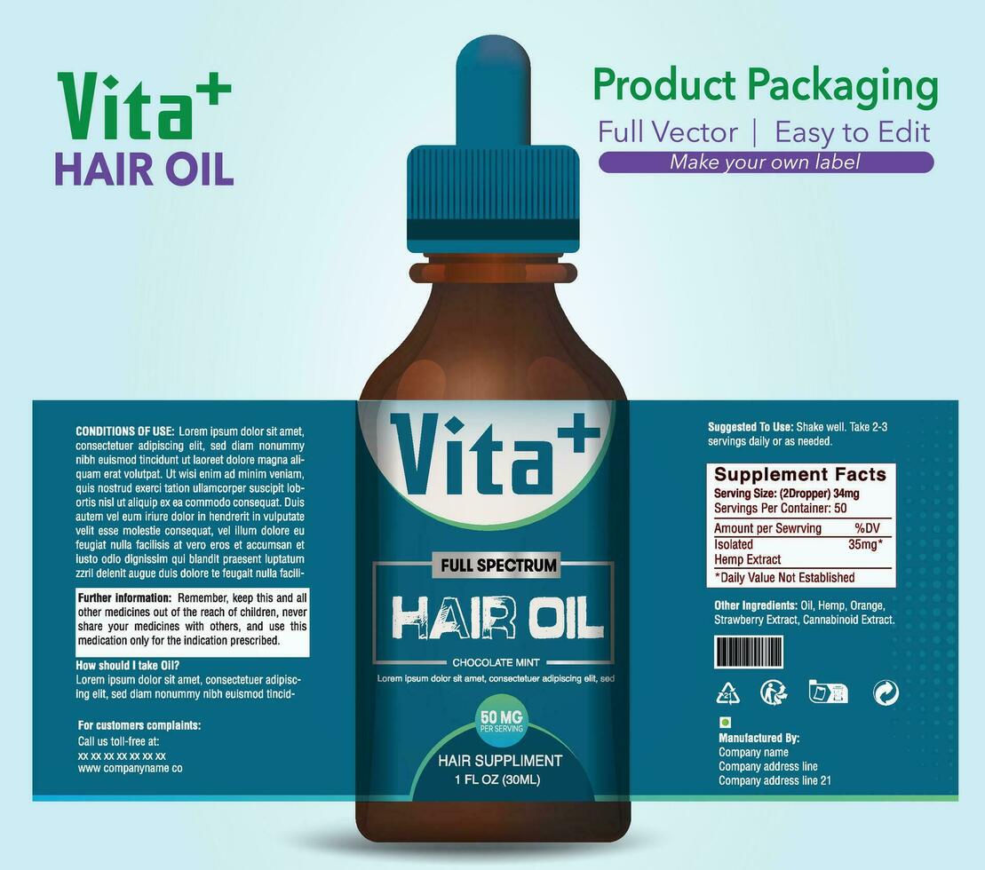 Hair oil Label, Hair Vitamin pack, Oil Supplement labels, Vector bottle, Bottle label, Nutrition Supplement Label, Packaging template design, free vector label, Medicine pack, Hair fall, Treatment