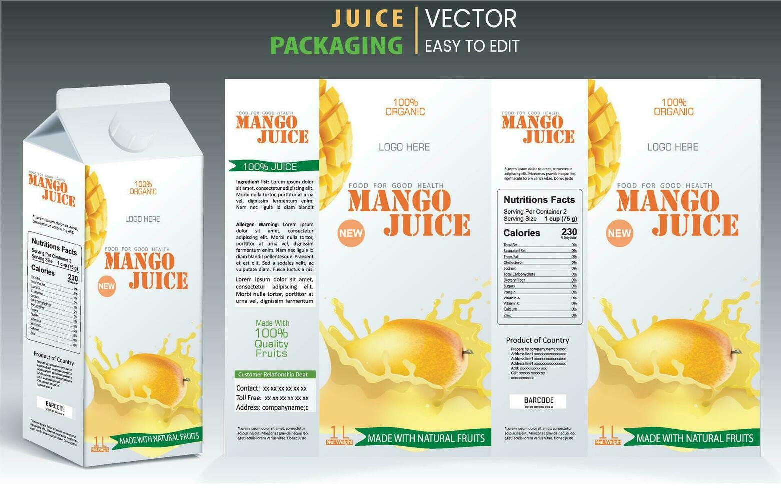 jugo embalaje, jugo embalar, mango jugo, embalaje etiqueta, impresión etiqueta, etiqueta para imprimir, vector etiqueta. mango