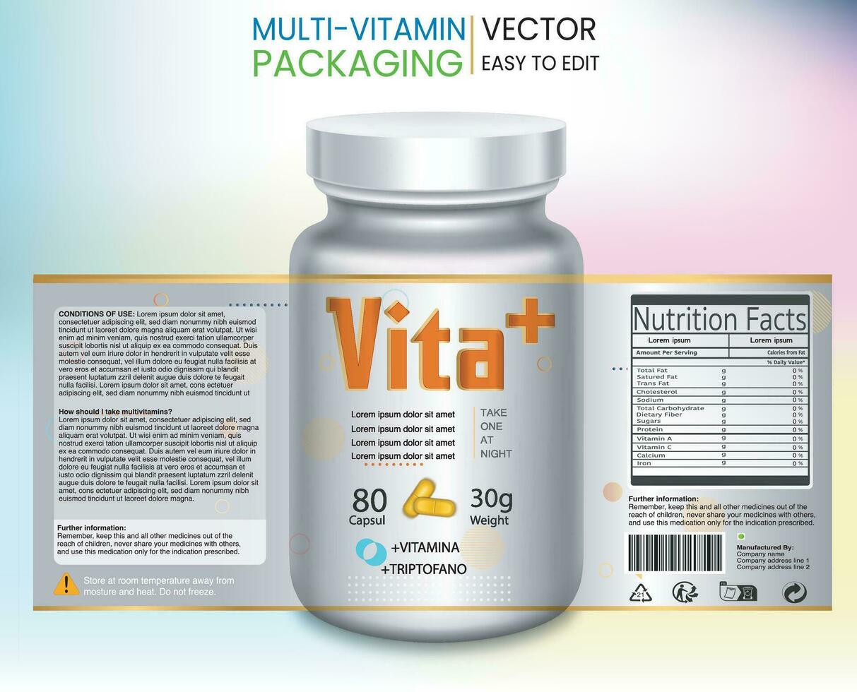 multivitamina embalaje etiqueta, vitamina embalar, suplemento etiquetas, vector botella, botella etiqueta, nutrición suplemento etiqueta, embalaje modelo diseño, gratis vector etiqueta, medicina paquete