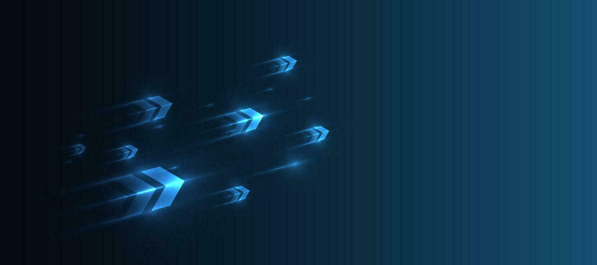 blue glowing arrow light background. Future digital growth technology vector