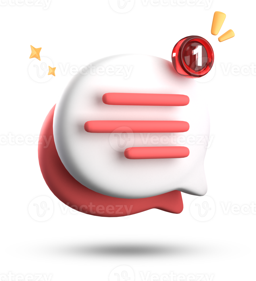 3d representación de habla burbuja con notificación iconos, 3d pastel charla icono colocar. conjunto de 3d hablar burbuja. png