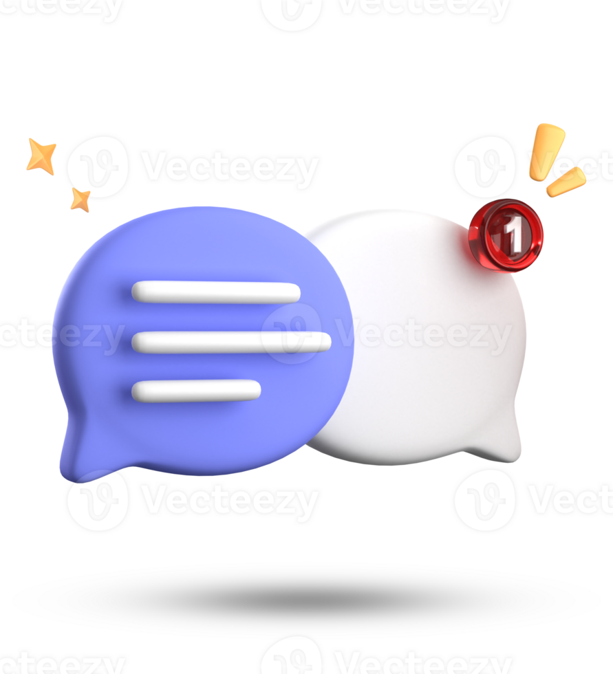 3d rendering of speech bubble with notification icons, 3D pastel chat icon set. Set of 3d speak bubble. png