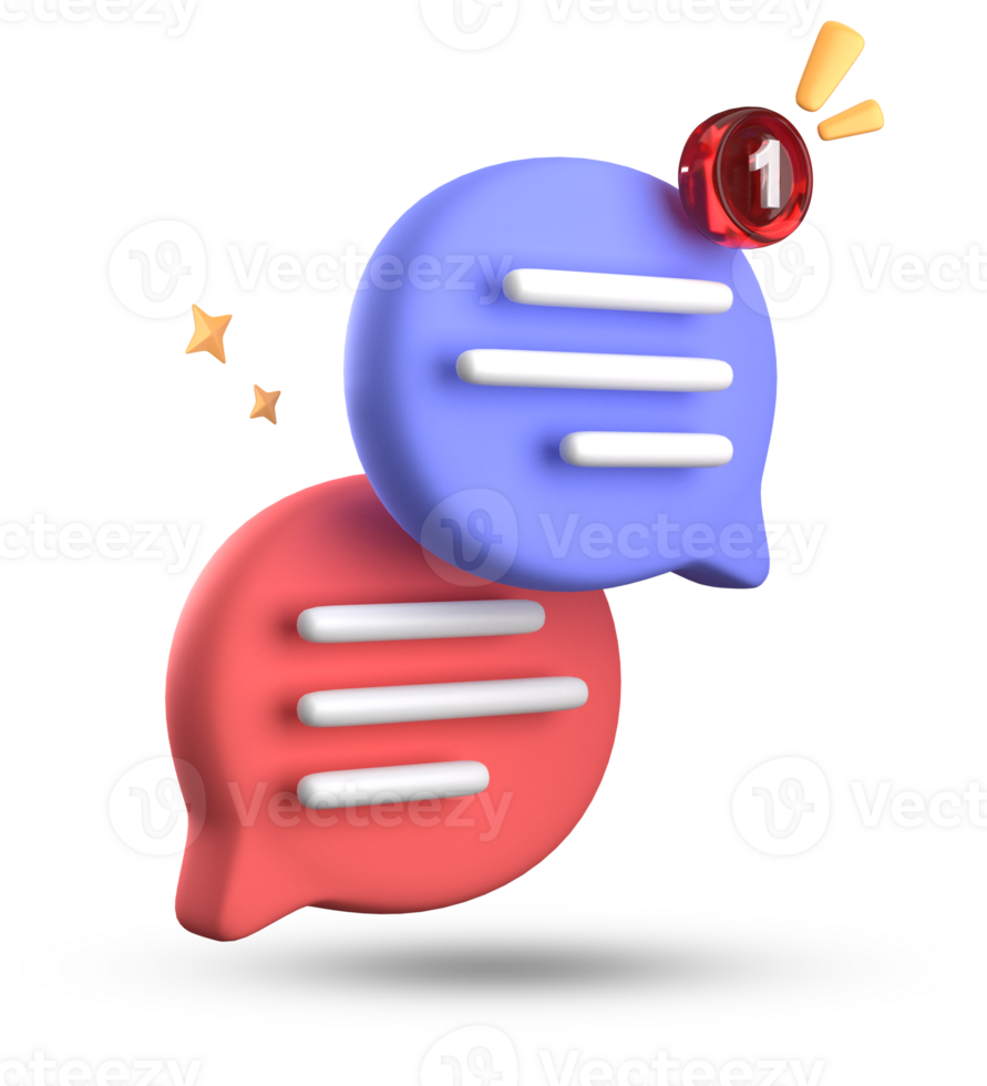 3d rendering of speech bubble with notification icons, 3D pastel chat icon set. Set of 3d speak bubble. png