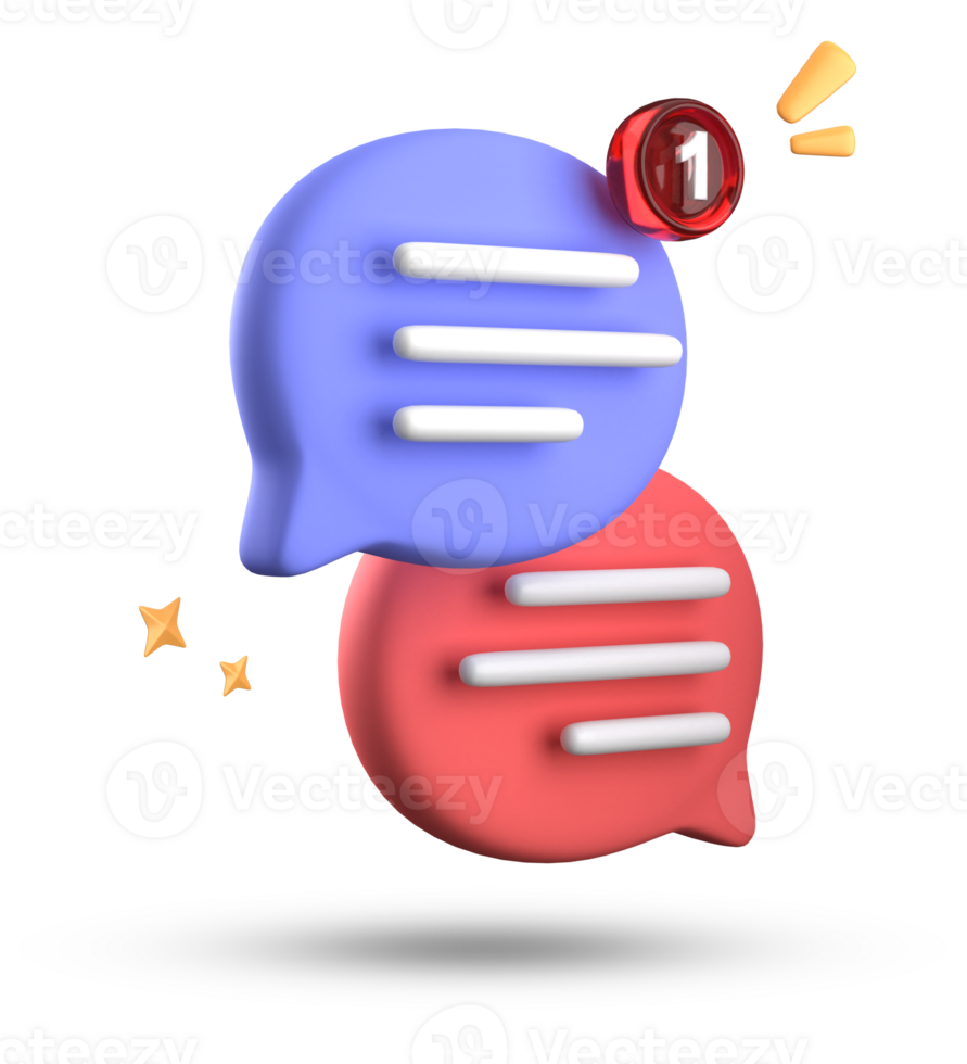 3d rendering of speech bubble with notification icons, 3D pastel chat icon set. Set of 3d speak bubble. png