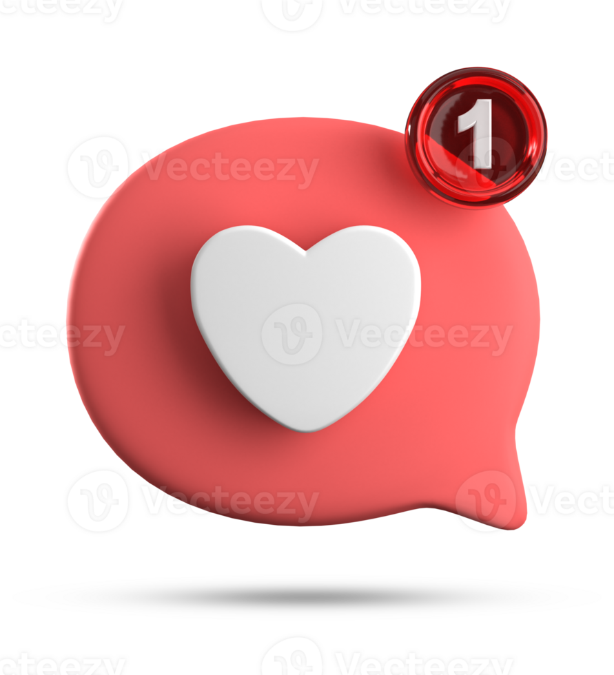 3d rendering of speech love bubble with notification icons, 3D pastel chat love icon set. png